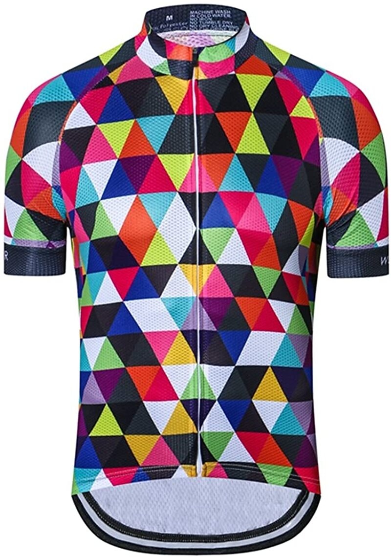 Men's Cycling Jersey Short Sleeve Fall Bike Jersey Top with 3 Rear Pockets Mountain Bike MTB Road Bike Cycling Breathable Quick Dry Front Zipper Back Pocket Red / Green Purple Green Rainbow Plaid 2025 - $28.99 –P1