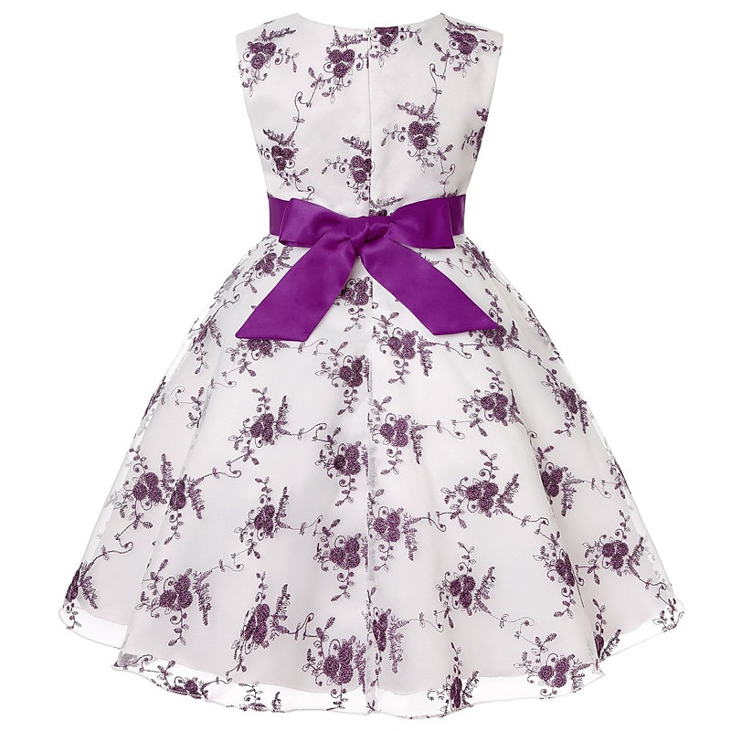 Kids Girls' Dress Floral Sleeveless Party Embroidered Lace Trims Bow Cute Cotton Knee-length Skater Dress Summer 3-10 Years Pink Dusty Rose Red 2025 - $39.99 –P9
