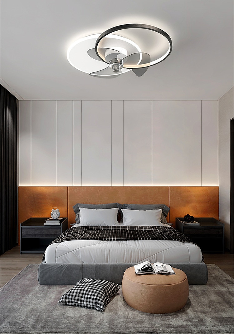 LED Ceiling Fan Light Bedroom Fan Lamp Nordic Ceiling Fan Lamp Modern Simple Room Ceiling Lamp With Silent Fan Lamp 2025 - $273.49 –P4