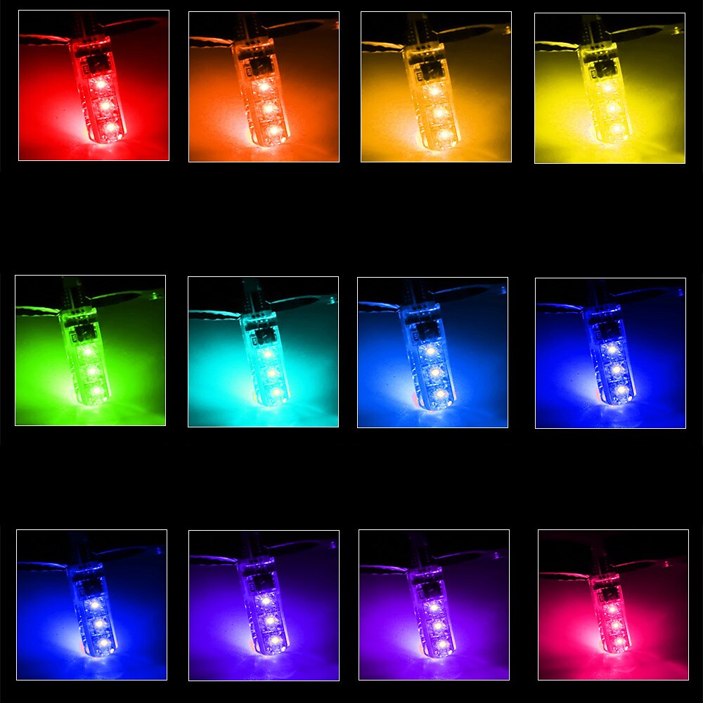 rgb ledet billys 1 sett t10 rgb led 5050 smd w5w 168192 bilklarasjonslamper 12v kileside automatisk hale parkeringslampe med fjernkontroll bremselys reversering backup for universal alle år 2025 - $8.49 –P6