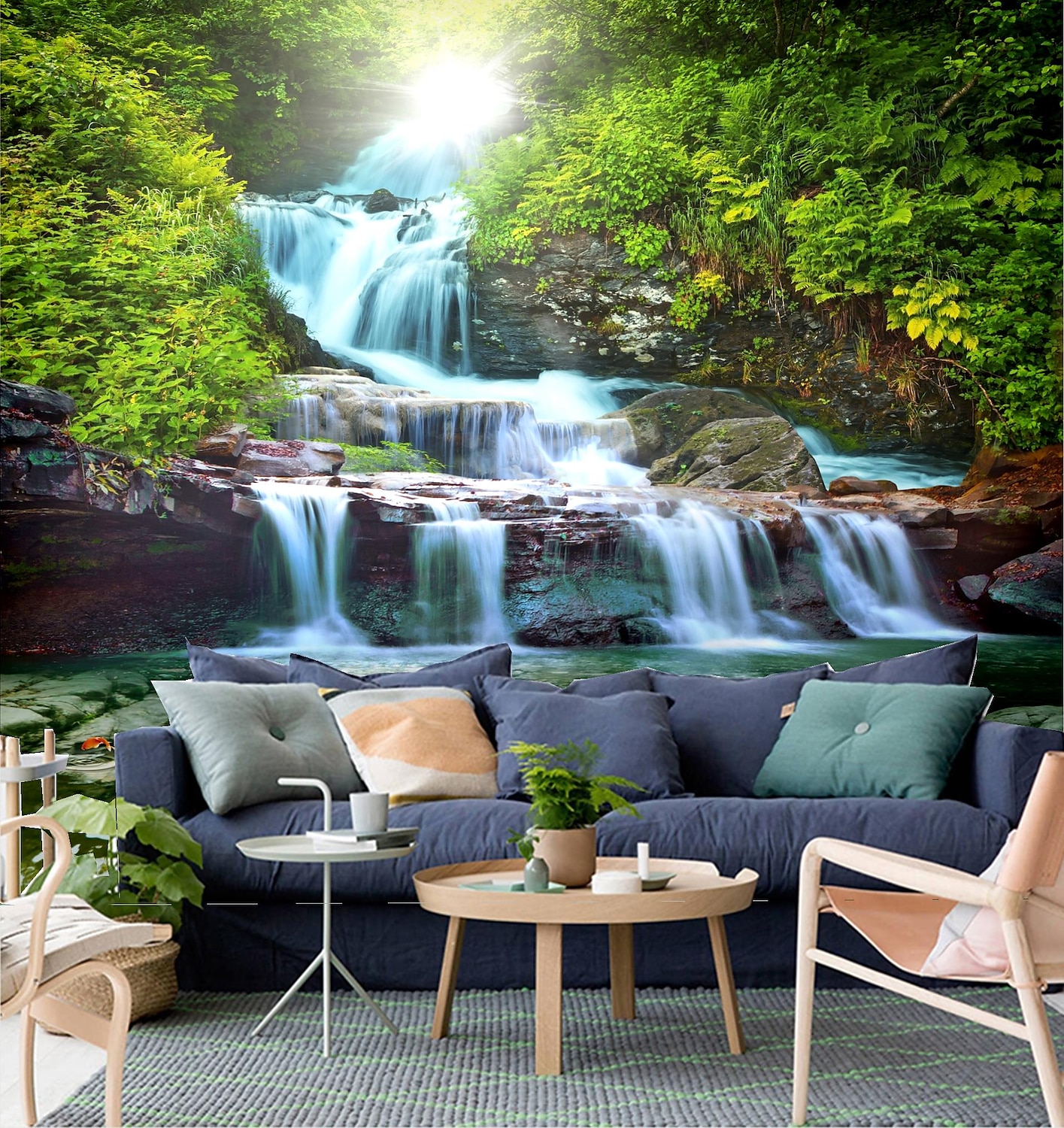 Mural tapety niestandardowe samoprzylepne rizhao krajobraz i wodospad piękny widok pcv/winyl nadaje się do salonu sypialnia restauracja hotel dekoracje ścienne art home decor 2025 - $46.99 –P3