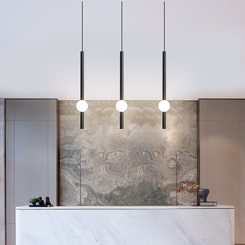 1-lys 60 cm led pendel lys nordisk nattbord lys moderne enkel stue bakgrunn vegg bar lang linje lysekrone soverom enkelt hode verktøy små pendel lys 2025 - $160.99 –P11