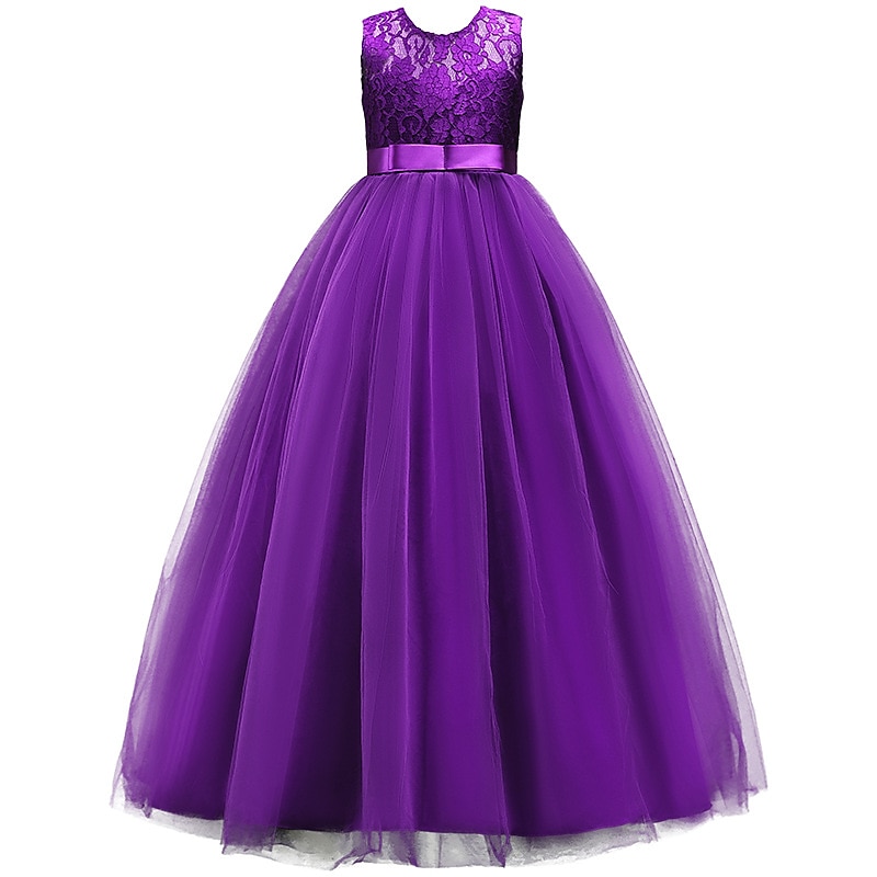Flower Girl Dress Girls' Dress Evening Gown Party Dress Wedding Party Birthday Party Princess Sweet Lace Mesh Floral Sleeveless Crew Neck White Pink 4-13 Years 2025 - $34.99 –P16
