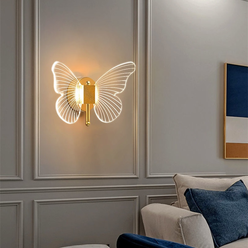 Lightinthebox светодиодные настенные светильники с дизайном бабочки, милый современный настенный светильник для спальни, детской комнаты, подарок для семьи, друзей, железный настенный светильник 2025 - $99.99 –P1