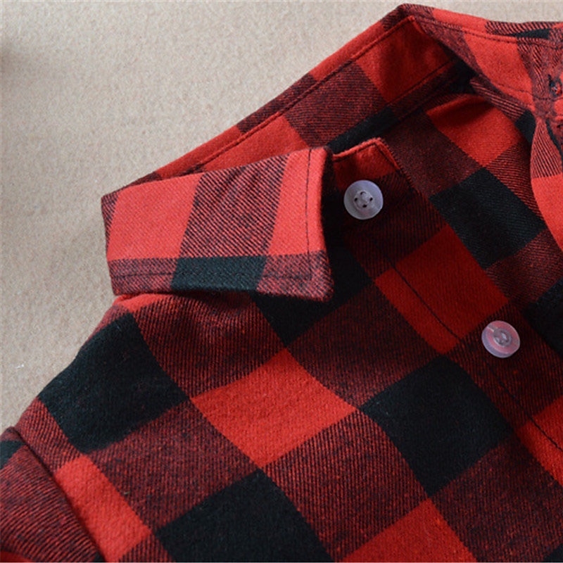 Jungen 3D Plaid Hemden Langarm Herbst Modisch Brautkleider schlicht kinderkleidung 3-12 Jahre Schulanfang Ausgehen Casual Regular Fit 2025 - $18.99 –P9
