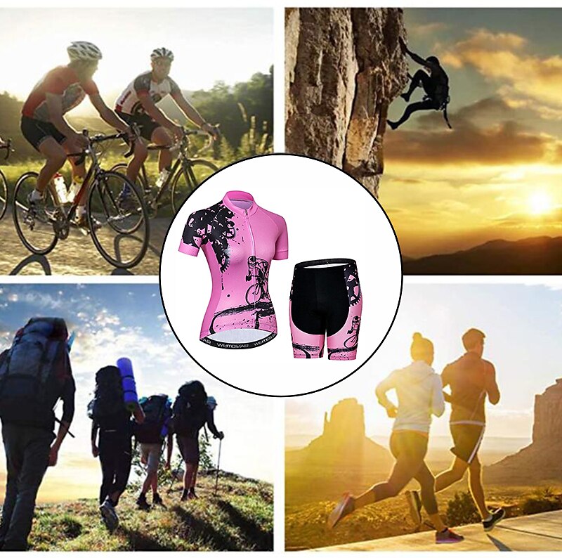 Naisten Pyöräily jersey ja shortsit Lyhythihainen Maastopyöräily Maantiepyöräily Keltainen Punainen Sininen Kuvitettu Vaihde Pyörä Hengittävä Nopea kuivuminen Ultraviolettisäteilyn kestävä Spandex 2025 - $33.59 –P11