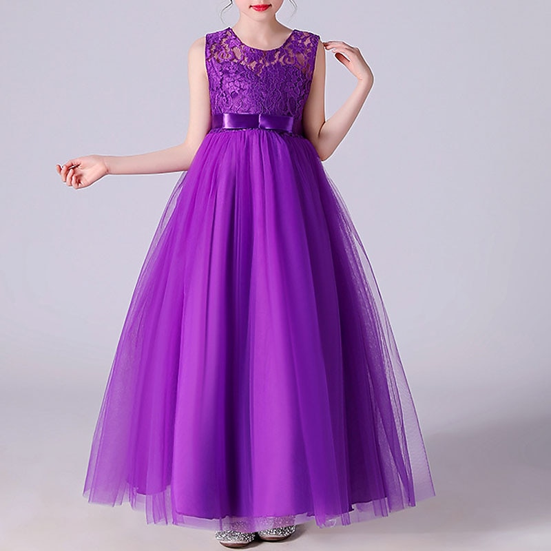 Flower Girl Dress Girls' Dress Evening Gown Party Dress Wedding Party Birthday Party Princess Sweet Lace Mesh Floral Sleeveless Crew Neck White Pink 4-13 Years 2025 - $34.99 –P15