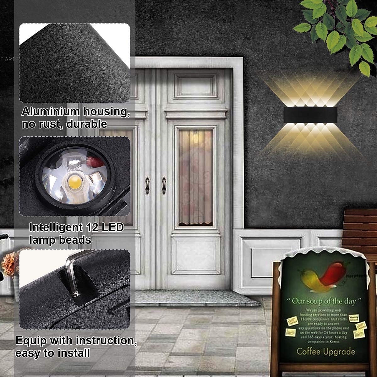 LED Wall Light Outdoor Waterproof 10W 12W Up and Down Lighting Modern Indoor Double-Head Curved Wall Lamp Warm White AC85-265V 2026 - $70.99 –P5