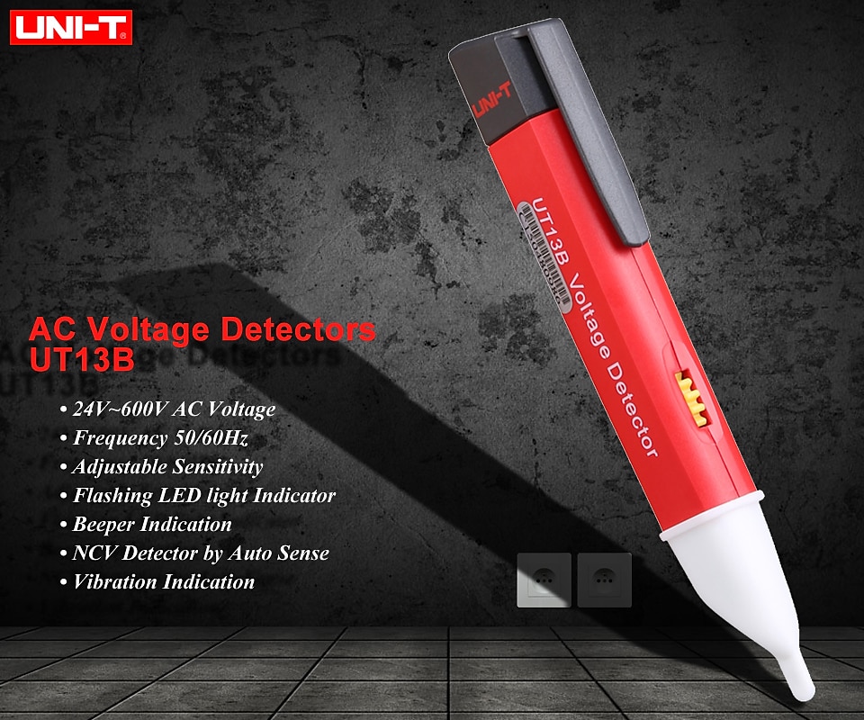 UNI-T UT13B AC Voltage Detector Sensor Tester Pen LED 50-1000V Eletric Indicator 