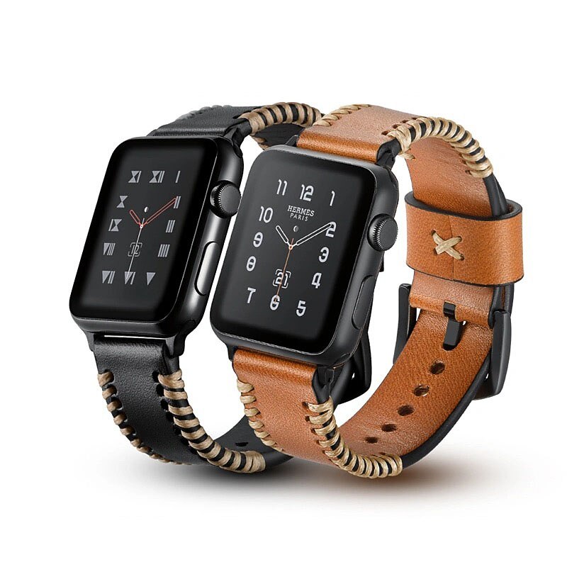 1 pcs Slimme horlogeband voor Apple iWatch Apple Watch-serie 7 / SE /  6/5/4/3/2/1 Leren lus Zakelijke band Echt leer Klassieke sluiting  Vervanging Polsband 8744132 2022 – $13.19