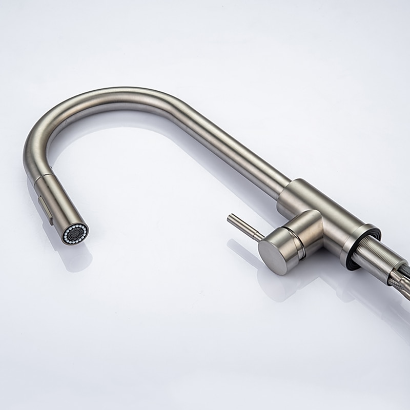 Mitigeur d'évier de cuisine en acier inoxydable avec pulvérisateur extractible, rotatif à 360 °, multifonction, robinet de cuisine à poignée unique, finition or brossé de 2025 ? $129.99 –P14