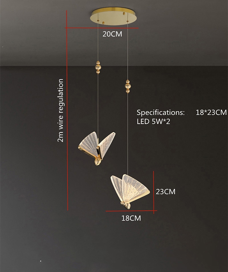 1/2-Light LED Pendant Light Luxury Creative LED Color Butterfly Pendant Lamps Modern Bedroom Bedside Cafe Bar Retest Stair Lights 110-120V 220-240V 2025 - $205.99 –P2
