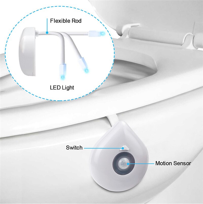 Sensor Toilet Seat Night Light Smart PIR Motion 8 Colors Waterproof Backlight 2PCS for Toilet Bowl LED Luminaria Lamp Toilet Light 2025 - $10.49 –P4