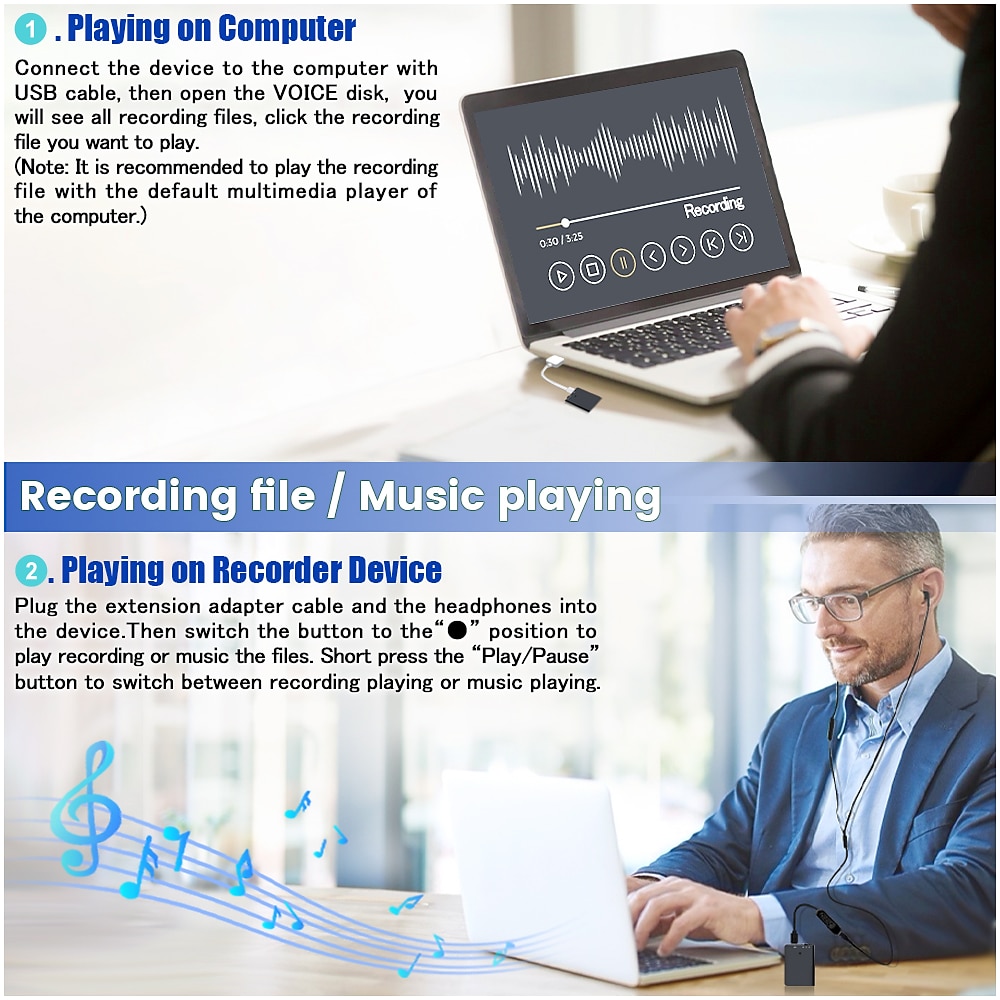 Digital Voice Recorder Q61 32GB Portable Digital Voice Recorder Recording Rechargeable Voice Activated Recorder Portable MP3 Player with Noise Reduction for Speech Meeting Learning Lectures 2025 - $46.99 –P5