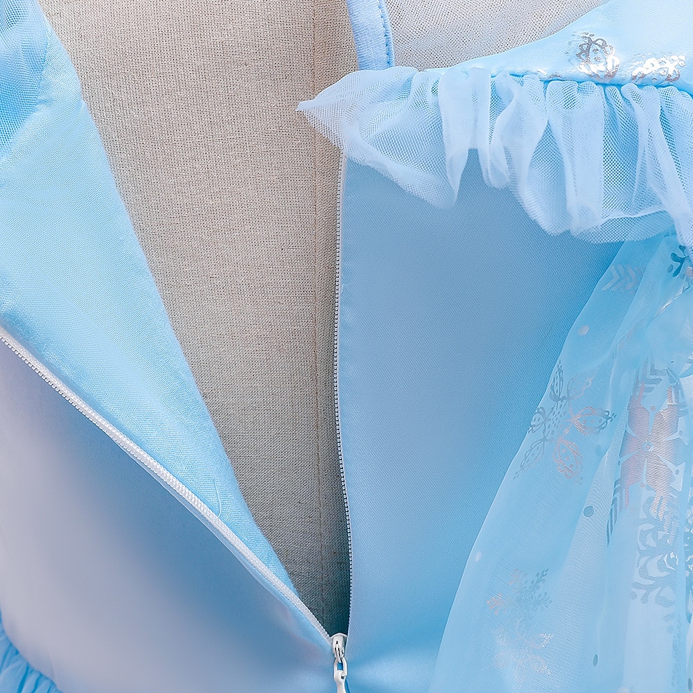 enfants filles congelés elsa princesse costumes robe flocon de neige fleur tulle robe fête d'anniversaire paillettes patchwork pleine longueur bleu maxi manches courtes élégant cosplay robes coupe régulière de 2025 ? $30.99 –P6