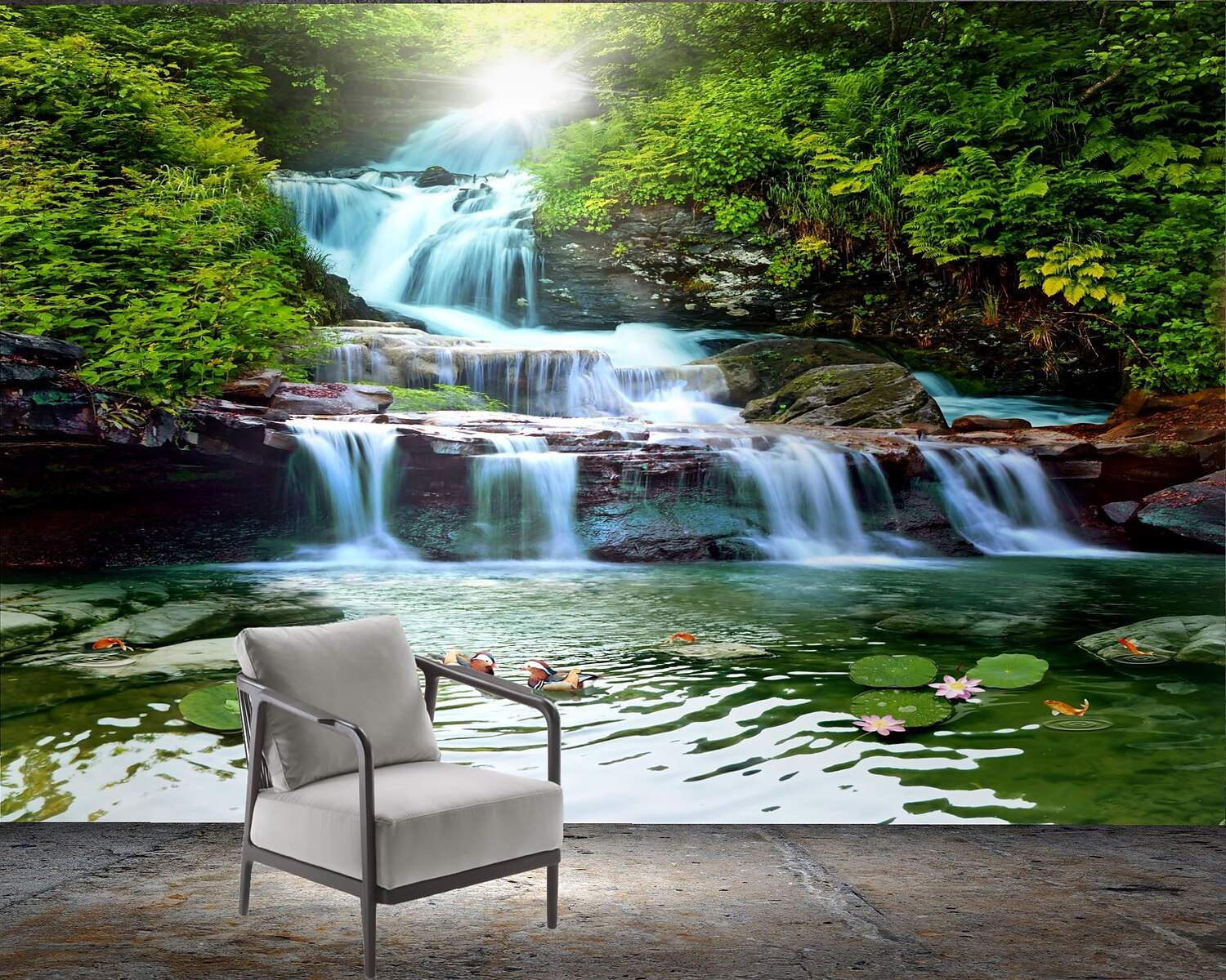 Mural tapety niestandardowe samoprzylepne rizhao krajobraz i wodospad piękny widok pcv/winyl nadaje się do salonu sypialnia restauracja hotel dekoracje ścienne art home decor 2025 - $46.99 –P5