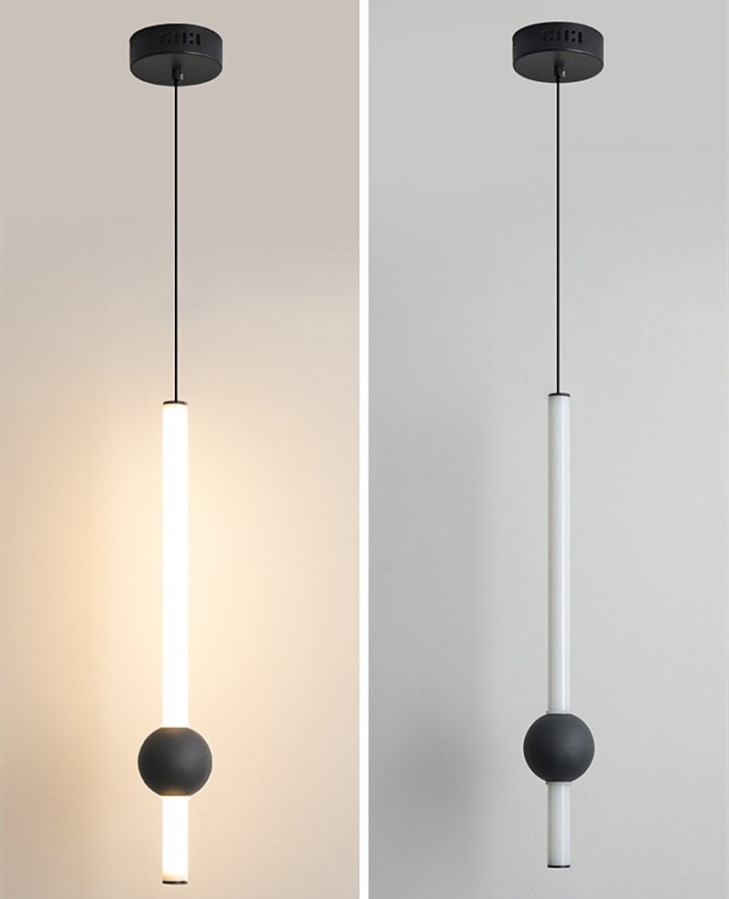 1-lys 60 cm led pendel lys nordisk nattbord lys moderne enkel stue bakgrunn vegg bar lang linje lysekrone soverom enkelt hode verktøy små pendel lys 2025 - $160.99 –P6