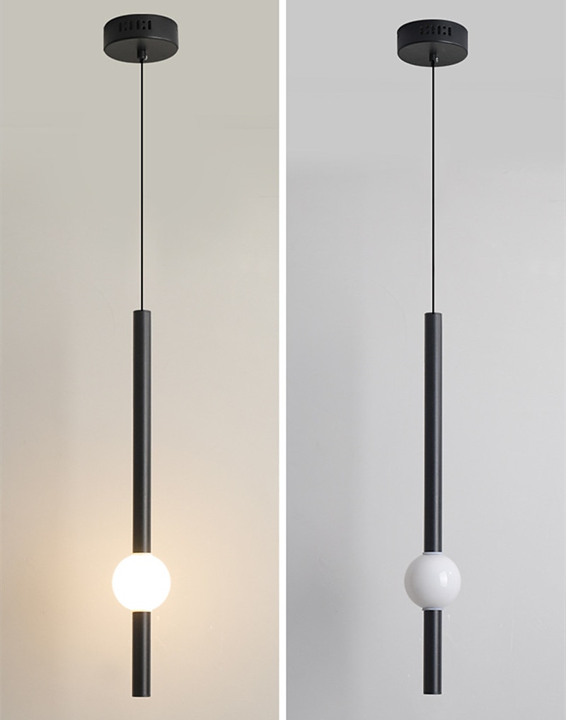 1-lys 60 cm led pendel lys nordisk nattbord lys moderne enkel stue bakgrunn vegg bar lang linje lysekrone soverom enkelt hode verktøy små pendel lys 2025 - $160.99 –P7