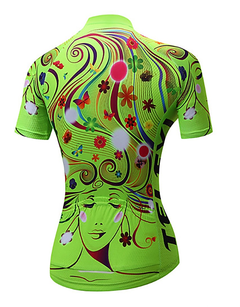 Mujer Maillot de Ciclismo con Culotte Manga Corta MTB Bicicleta Montaña Ciclismo Carretera Verano Primavera Otoño Amarillo Rosa Rojo Rayas Estampado Flores Botánica Flor Gracioso Bicicleta Filtro 2026 - $41.99 –P4