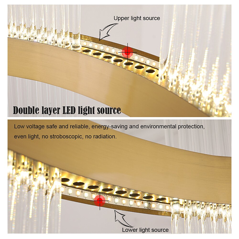 LED Pendant Light 50 / 60 / 80cm Light Luxury European K9 High end Crystal Chandelier Dimming Ceiling Lamp Suitable for Bedroom Dining Room Study AC110V AC220V 2025 - $519.99 –P4