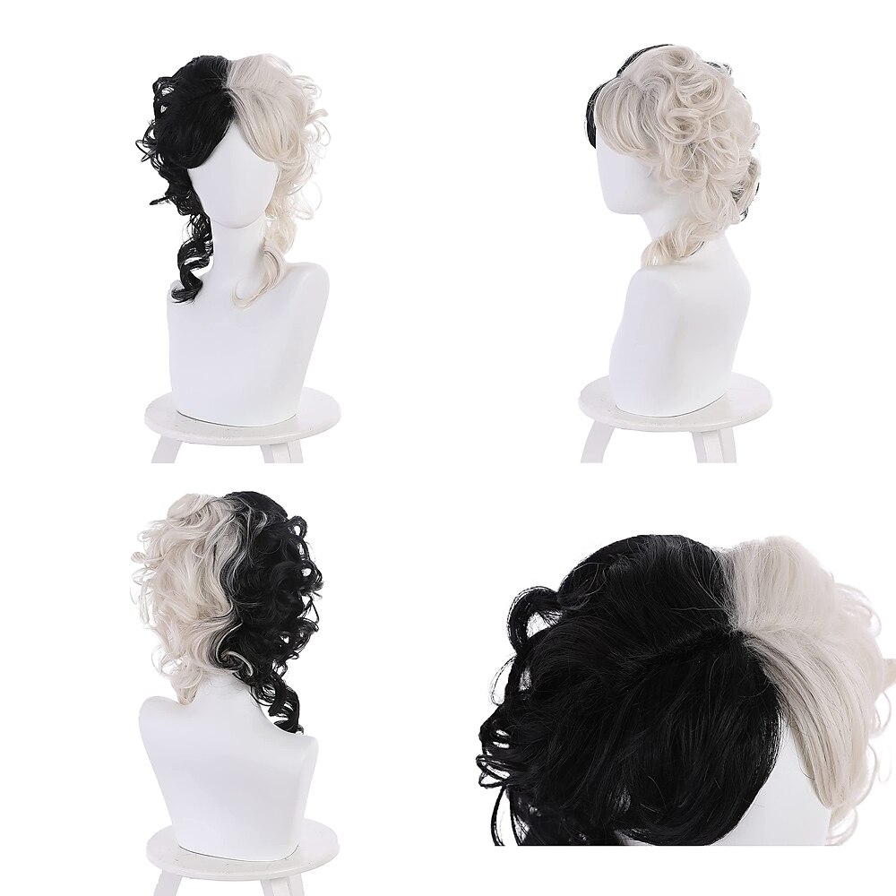 Parrucche Cosplay Nero Bianco Ambra Ondulato Capelli Sintetici Corto Parrucche Per donna Parrucche Per la festa del 2026 a $17.99 –P7