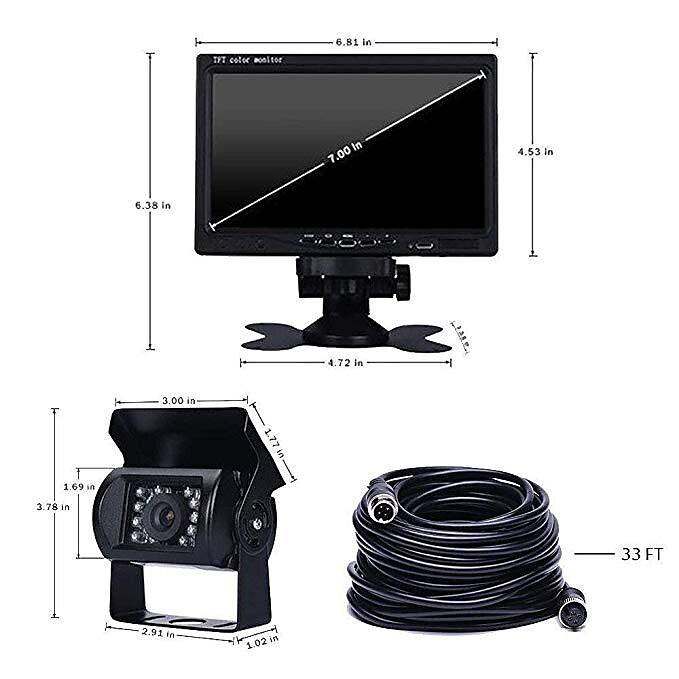 718D 7 pulgada TFT-LCD 600TVL 480 líneas de TV CCD Con Cable 120 Grados 7 pulgada Kit de vista trasera del coche Impermeable / Visión nocturna / Ajuste de brillo para Autobús / Camión 2025 - $154.99 –P6