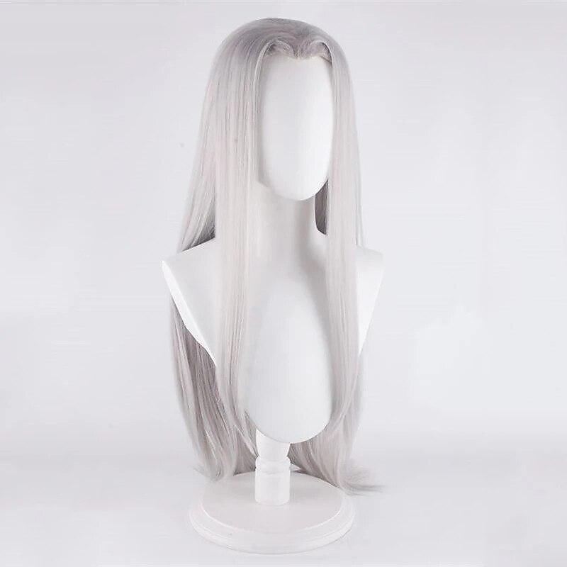 játék final fantasy 7 remake sephiroth cosplay paróka ff7 100cm ezüst hosszú egyenes hőálló haj szerepjáték paróka halloween paróka 2025 - $36.99 –P2