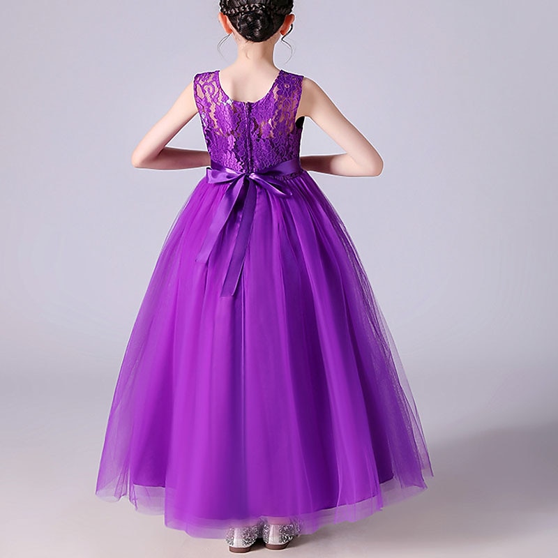 Flower Girl Dress Girls' Dress Evening Gown Party Dress Wedding Party Birthday Party Princess Sweet Lace Mesh Floral Sleeveless Crew Neck White Pink 4-13 Years 2025 - $34.99 –P3