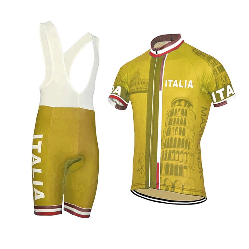 Men's Cycling Jersey with Bib Shorts Short Sleeve Mountain Bike MTB Road Bike Cycling Yellow Red Sky Blue Graphic Italy National Flag Bike Clothing Suit UV Resistant 3D Pad Breathable Quick Dry 2025 - $41.99 –P14