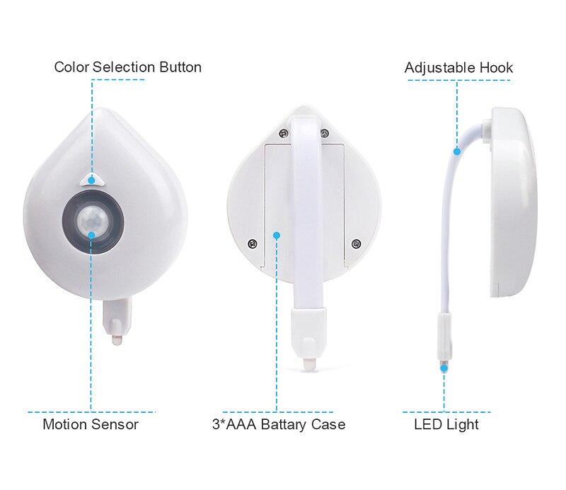 Sensor Toilet Seat Night Light Smart PIR Motion 8 Colors Waterproof Backlight 2PCS for Toilet Bowl LED Luminaria Lamp Toilet Light 2025 - $10.49 –P5