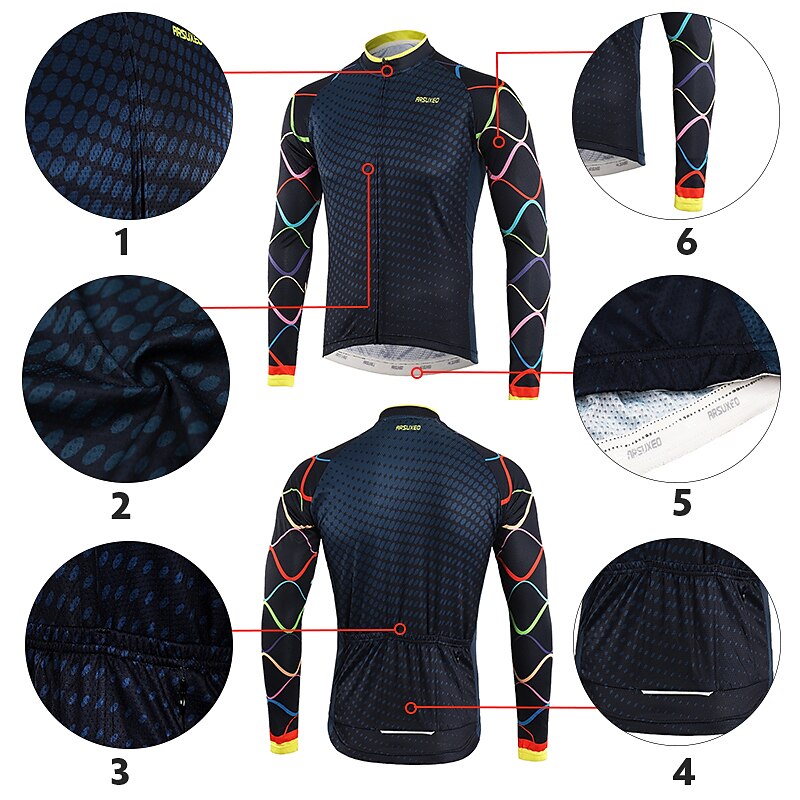 Bărbați Jersey de ciclism Manșon Lung Bicicletă Topuri cu 3 buzunare spate Ciclism montan Ciclism stradal triatlon Cremă Cu Protecție Solară Uscare Rapidă Respirabil Ușor Alb Bleumarin Sport 2025 - $21.99 -P4