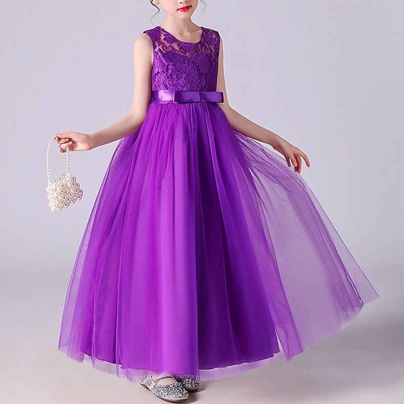 Flower Girl Dress Girls' Dress Evening Gown Party Dress Wedding Party Birthday Party Princess Sweet Lace Mesh Floral Sleeveless Crew Neck White Pink 4-13 Years 2025 - $34.99 –P2