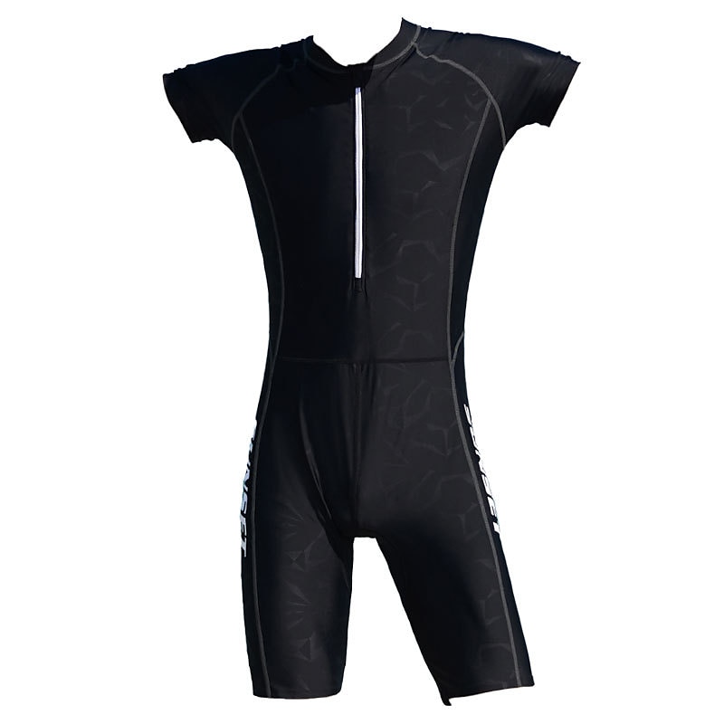 Homme Combinaison Fine Maillots de Bain Protection solaire UV Respirable Séchage rapide Manche Courte Combinaisons Maillot de bain Zip sur le devant Natation Plongée Surf Sport Rayure Eté de 2025 ? $42.99 –P7