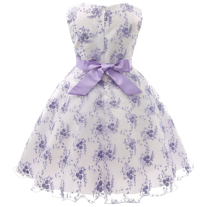 Kids Girls' Dress Floral Sleeveless Party Embroidered Lace Trims Bow Cute Cotton Knee-length Skater Dress Summer 3-10 Years Pink Dusty Rose Red 2025 - $39.99 –P2