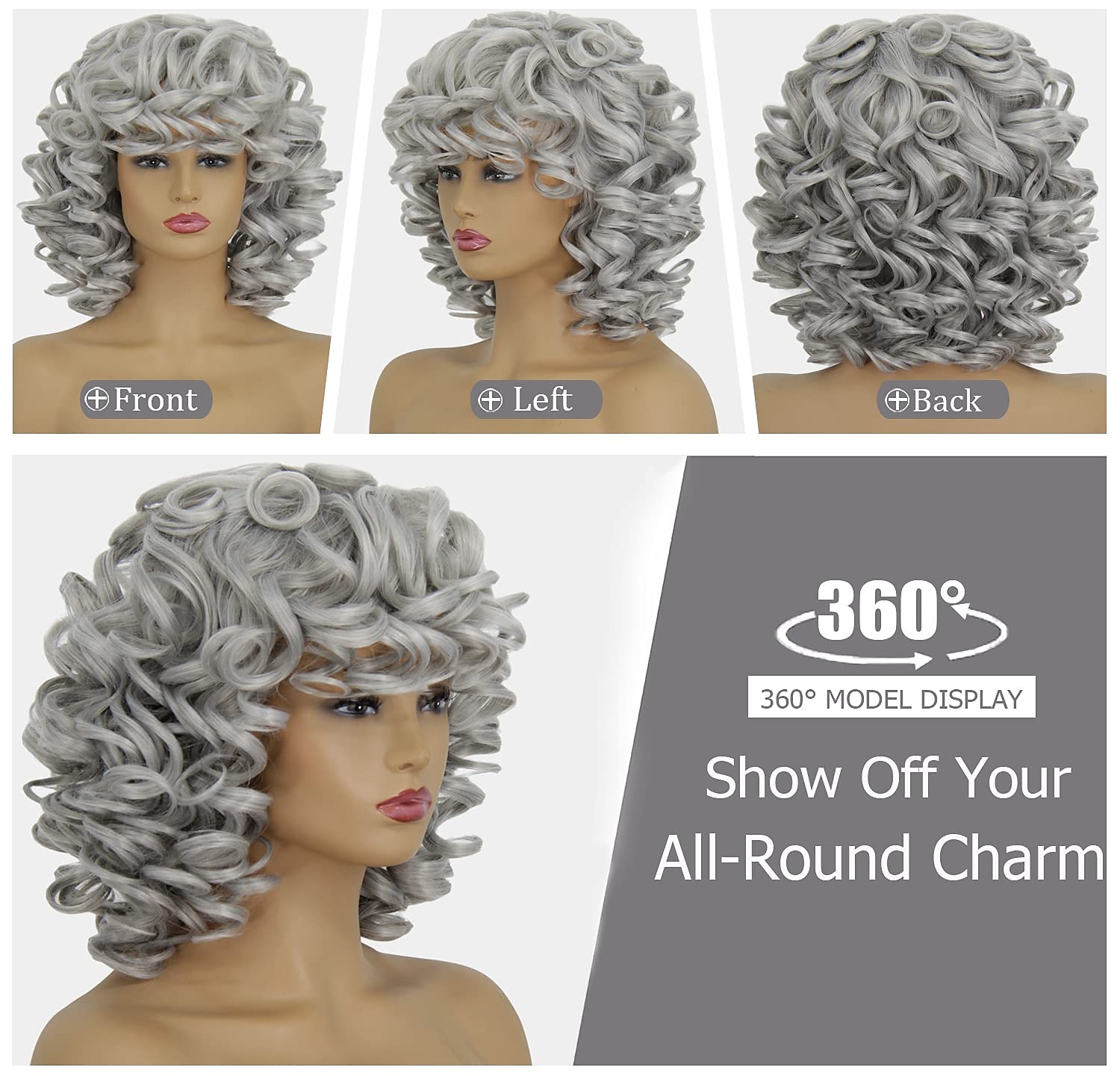 zwarte pruiken voor vrouwen zwarte dames kort krullend afrikaanse pruik 14 inch krullend golvend zwarte pruik met pony schattig en modieus natuurlijk uiterlijk synthetisch haar vervangende pruik 2025 - $26.99 –P16