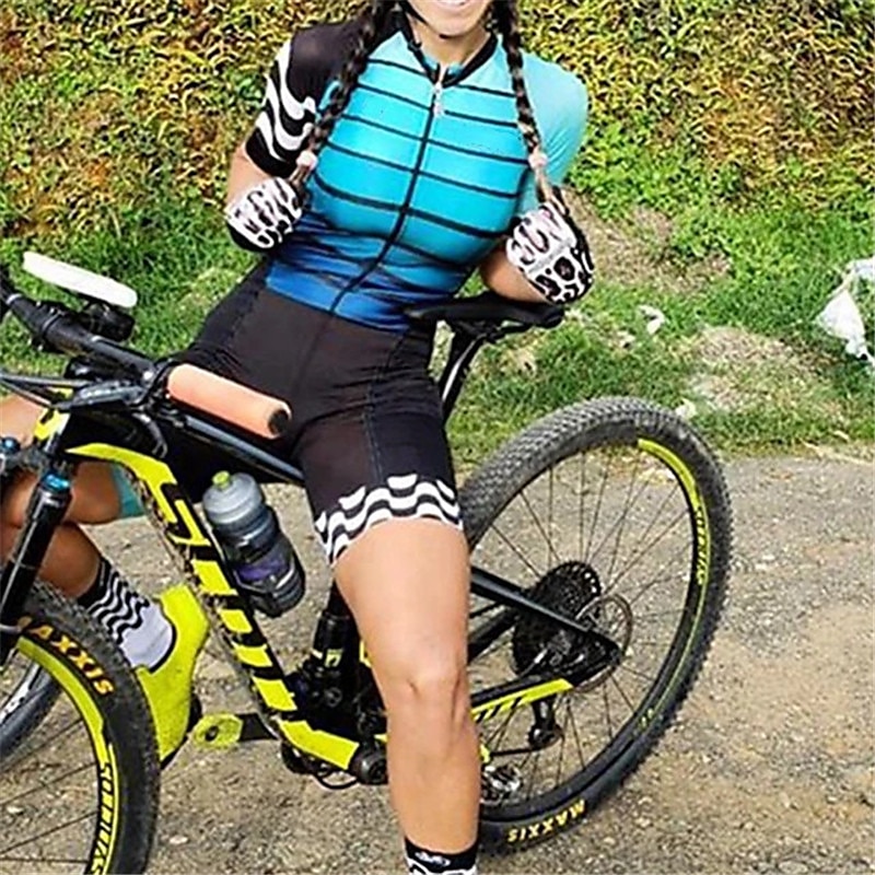 malha de manga curta para ciclismo com shorts triatlo tri terno azul bicicleta de secagem rápida respirável roupas com padrão esportivo de 2025 por $44.99 –P6
