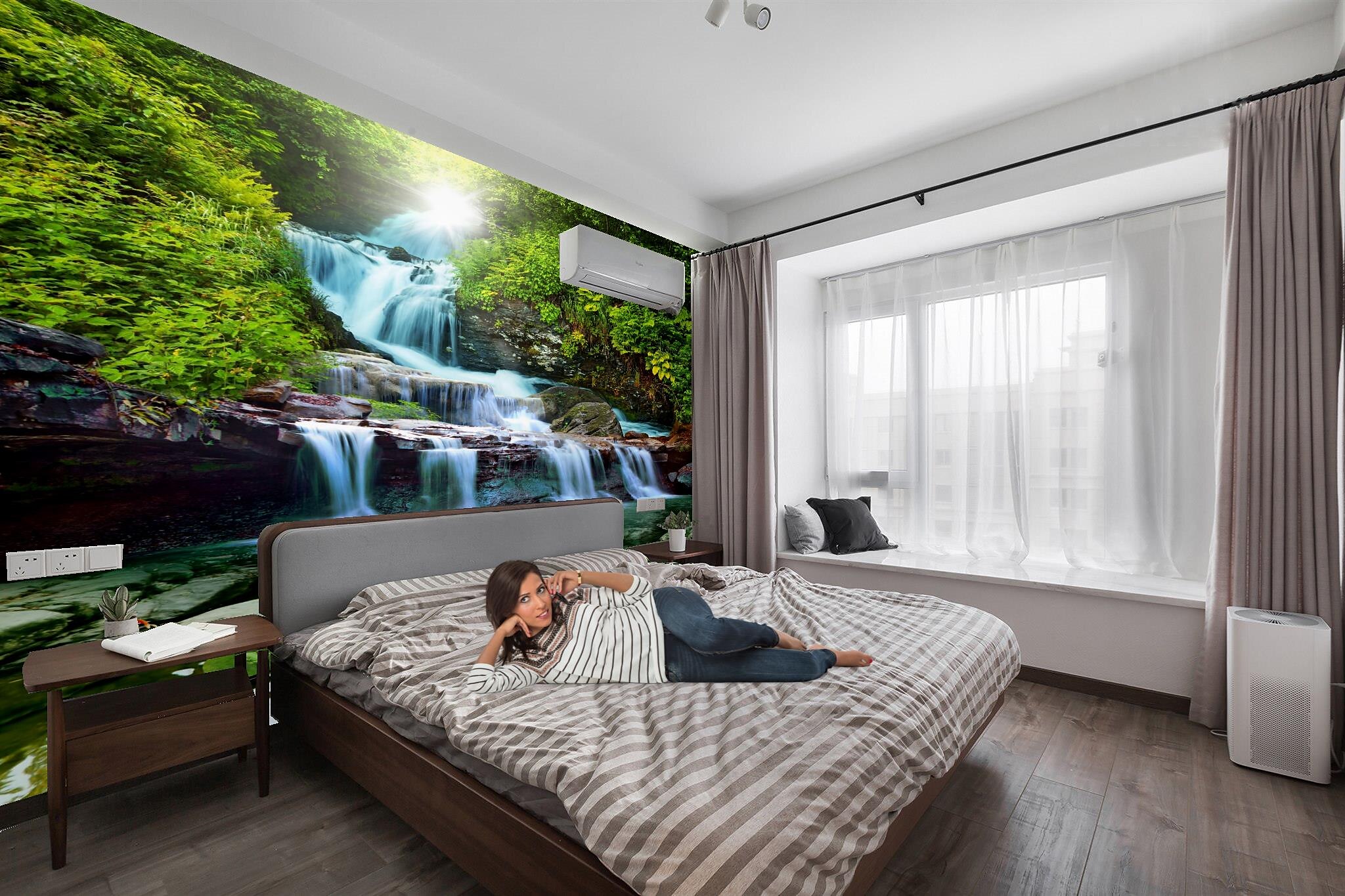 Mural tapety niestandardowe samoprzylepne rizhao krajobraz i wodospad piękny widok pcv/winyl nadaje się do salonu sypialnia restauracja hotel dekoracje ścienne art home decor 2025 - $46.99 –P6