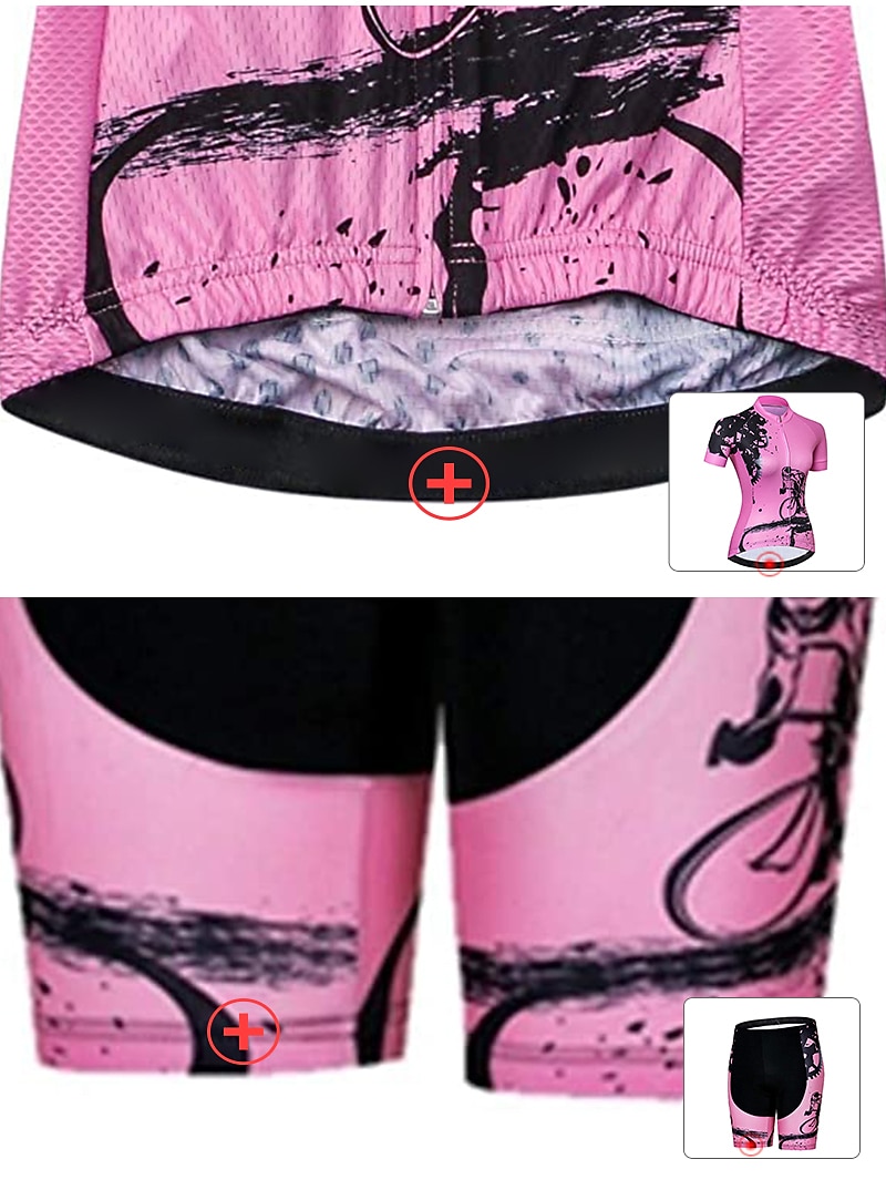 Naisten Pyöräily jersey ja shortsit Lyhythihainen Maastopyöräily Maantiepyöräily Keltainen Punainen Sininen Kuvitettu Vaihde Pyörä Hengittävä Nopea kuivuminen Ultraviolettisäteilyn kestävä Spandex 2025 - $33.59 –P10