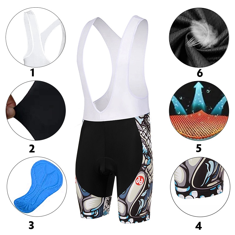 Męskie Koszulka i szorty z szelkami na rower Zestaw koszulek rowerowych Krótki rękaw Kolarstwo górskie Kolarstwie szosowym Lato Wiosna Zima Czarny Niebieski Miętowy Wzory Śmieszne Rower Wkładka 3D 2026 - $49.99 –P13
