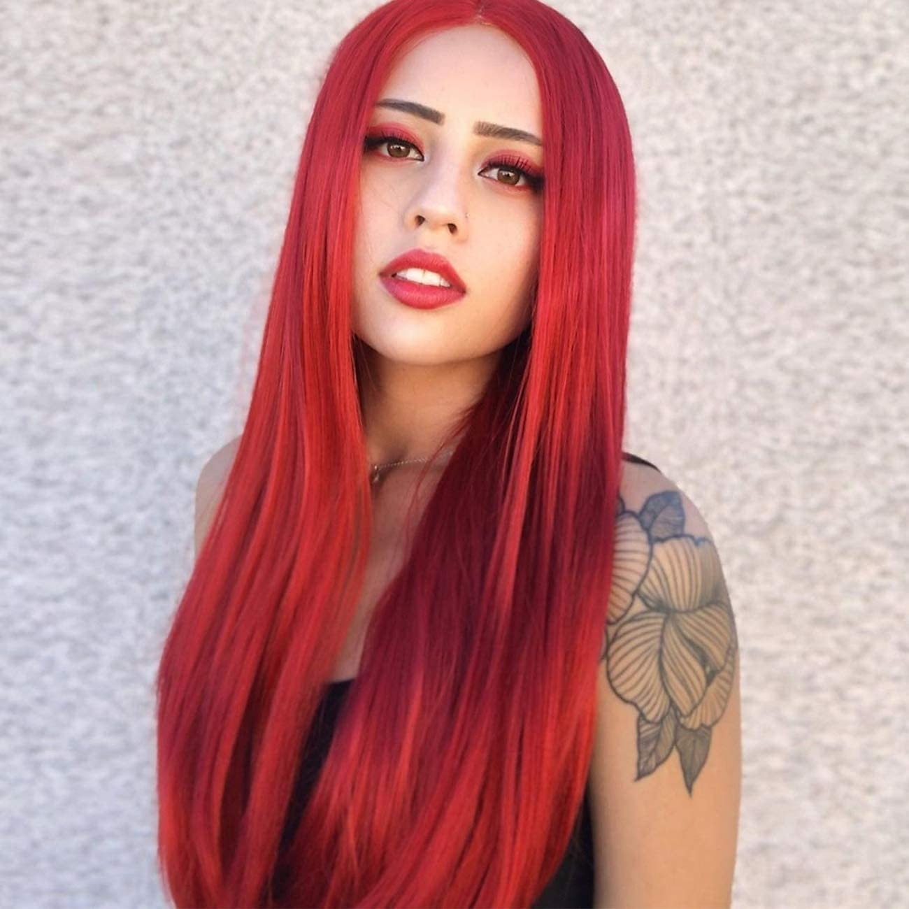 zwarte pruiken voor vrouwen synthetische pruik rechte middendeel pruik ombre a1 a2 a3 a4 a5 synthetisch haar 26 inch vrouwen rood zwart ombre 2025 - $26.99 –P10