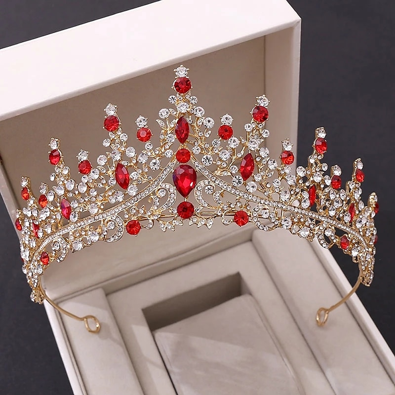 bruid hoofdtooi luxe kristal strass barokke handgemaakte kleurrijke kristal strass kroon multicolor tiara accessoire bruids hoofdtooi 2025 - $25.99 –P3