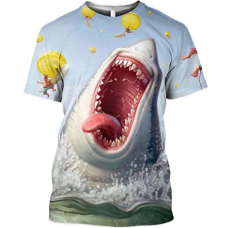 Herren Graphic Tier Hai Hemd T Shirt Tee Lustige T-Shirts Kurzarm T-Shirt 3D-Druck Rundhalsausschnitt Hemd Designer Basic Schmaler Schnitt Casual Täglich Wochenende A B C Sommer Bekleidung Übergröße 2025 - $17.99 –P6