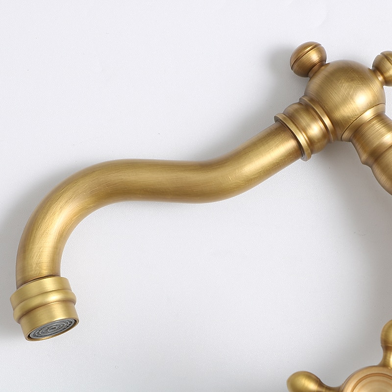 Rubinetti Per Lavello Cucina Classici Rubinetti A Parete In Ottone, Rubinetti Da Cucina Vintage Retrò A Doppia Leva Rubinetti Per Vasche Con Beccuccio Standard del 2025 a $89.99 –P10