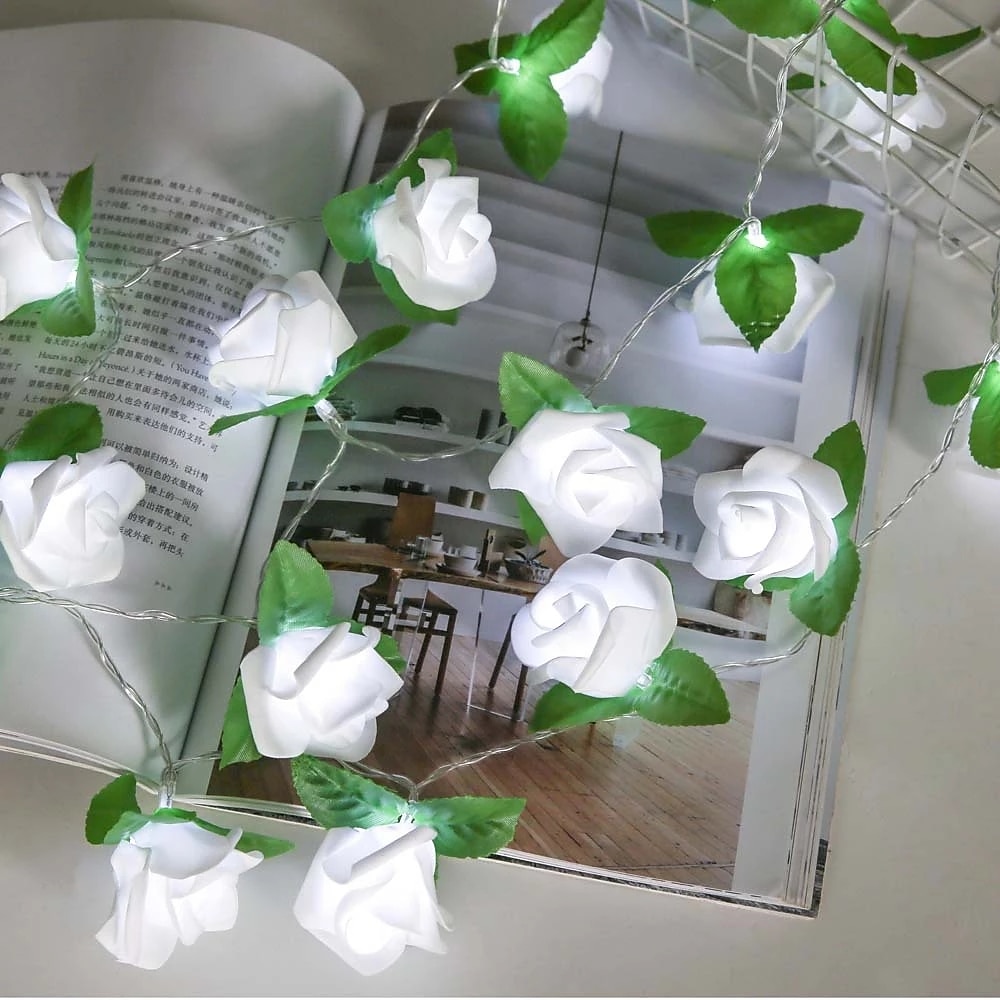 rózsalevél tündérfüzér lámpák 3m 20 leds akkumulátoros működés valentin esküvői ünnepi parti házikert dekoráció 2025 - $13.49 –P7
