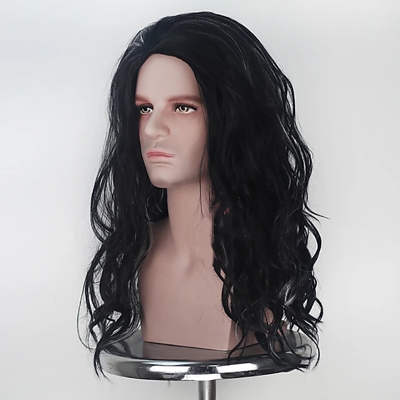 Perruque cosplay homme raie au milieu 66 cm fibre résistante à la chaleur bouclée noir/brun adulte perruque anime perruques d'Halloween de 2026 ? $26.99 –P3