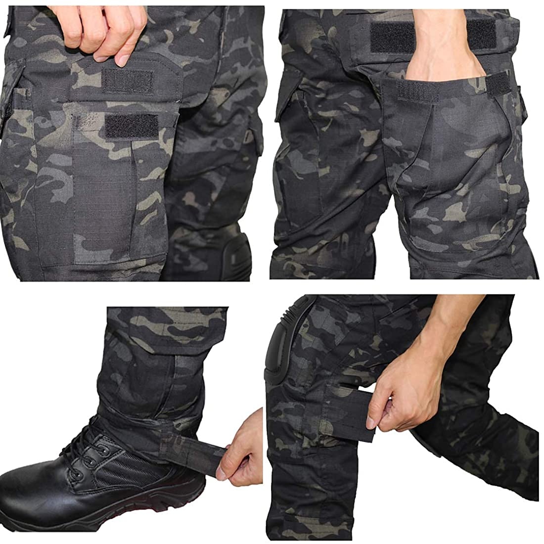 Pantalones militares con rodilleras para hombre, pantalones Cargo