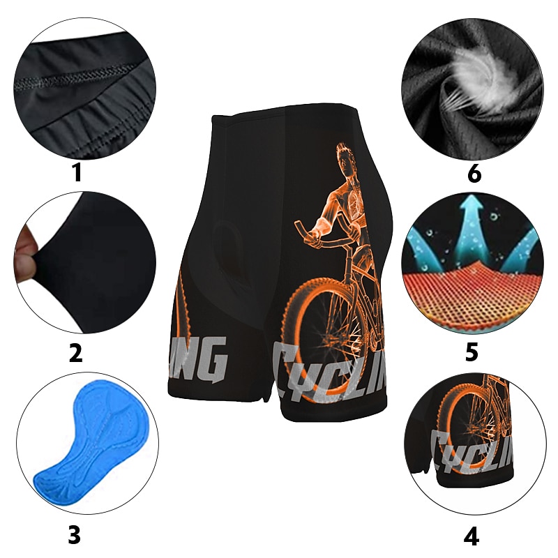 Voor heren Fietsbroek voor op de weg Fietsbroek Gevoerde wielrenshorts Fietsen Short / Broekje Gewatteerde shorts Bergracen Wegwielrennen Sport Grafisch 3D-pad Fietsen Ademend Sneldrogend Zwart Wit 2025 - $25.99 –P2