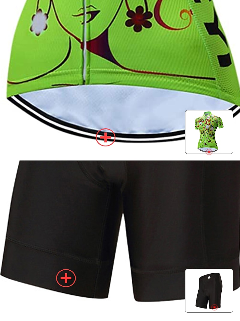 Mujer Maillot de Ciclismo con Culotte Manga Corta MTB Bicicleta Montaña Ciclismo Carretera Verano Primavera Otoño Amarillo Rosa Rojo Rayas Estampado Flores Botánica Flor Gracioso Bicicleta Filtro 2026 - $41.99 –P12