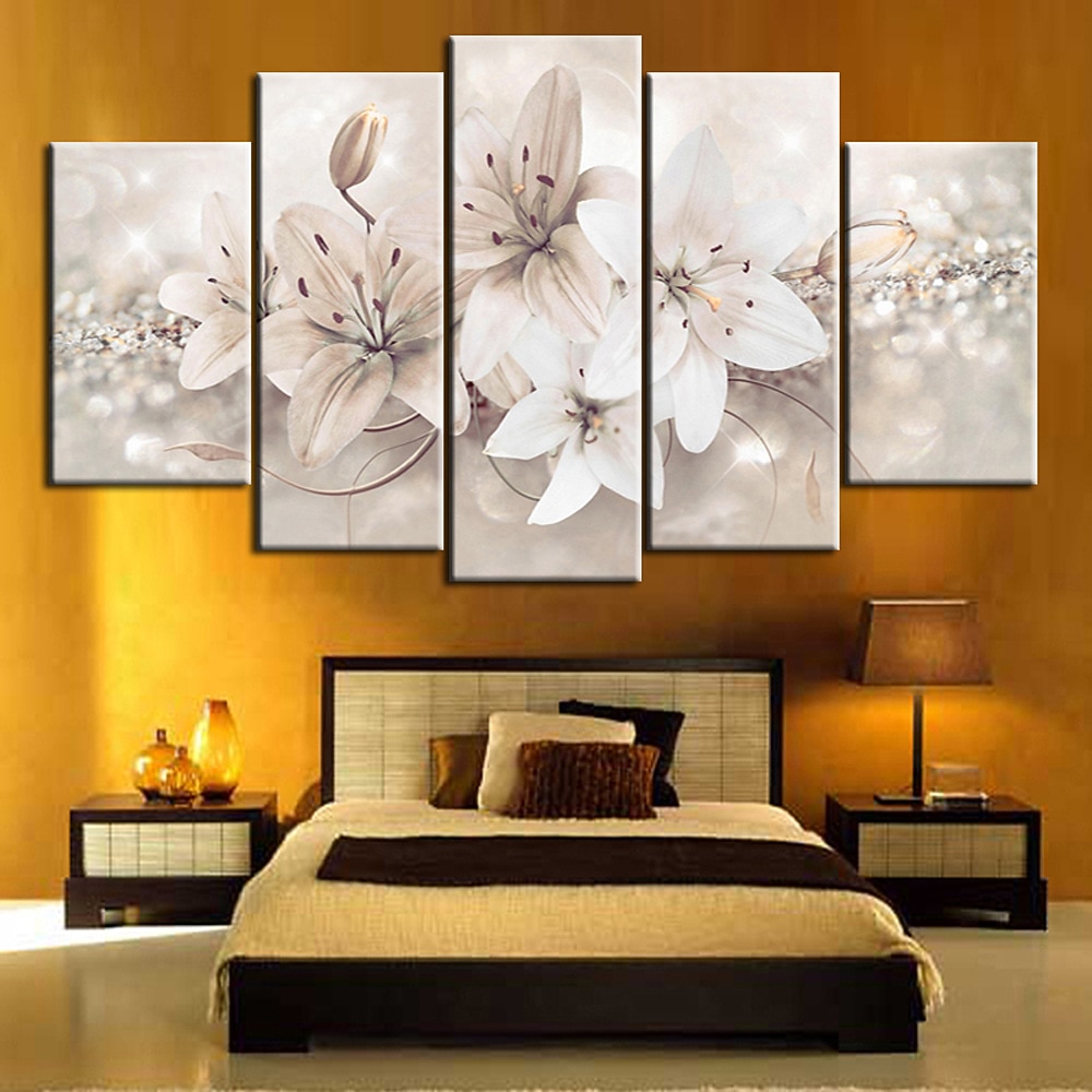 5 Panels Wall Art Canvas Prints Painting Artwork Picture Lily Floral Plant Home Decoration Décor Rolled Canvas No Frame Unframed Unstretched 2026 - $24.99 –P3