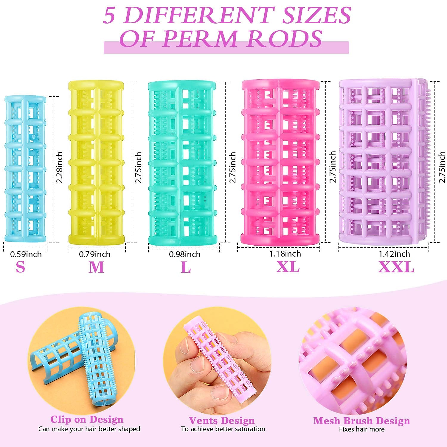 20 stuks/set plastic haarrollers krulspelden snap op rollers zelf grip rollers kappers krulspelden geen warmte haar krulspelden voor diy kappers kapsalon haar kapper 5 maten 2025 - $17.49 –P1